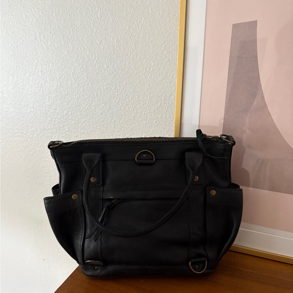 Elegant Black Leather Tote Bag